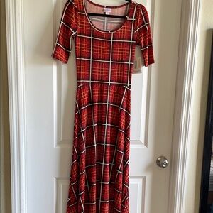 2 for $20 LuLaRoe Ana maxi dress Red and Black Plaid XS NWT
